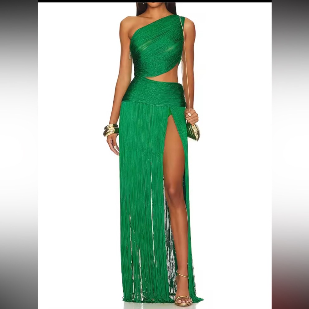 One Shoulder Green Dress